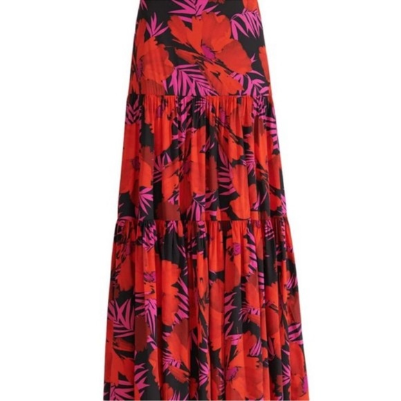 Veronica Beard Serence Tiered Skirt in Poppy, Size 0 - Picture 3 of 4